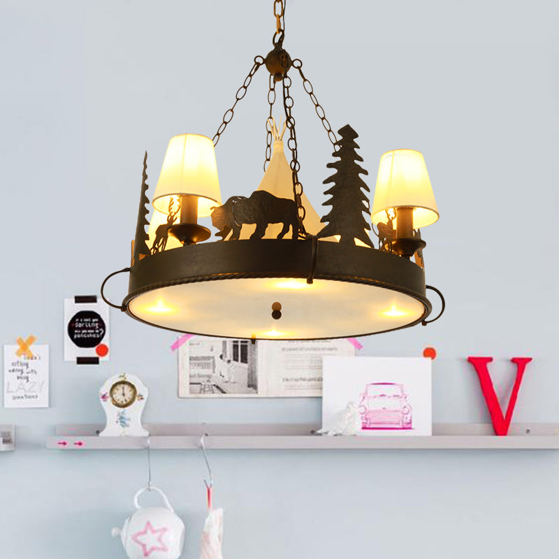 7/8 Lights Metal Hanging Chandelier Country Black Tapered Living Room Pendant Light Fixture, 17"/29" W Black 29" Clearhalo 'Ceiling Lights' 'Chandeliers' Lighting' options 228211_849dfd80-2680-41e7-9606-477ecdbfaa6d