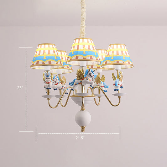 Unicorn Resin Suspension Lighting Cartoon 5-Light Chandelier with Print Empire Shade Clearhalo 'Ceiling Lights' 'Chandeliers' Lighting' options 2282338