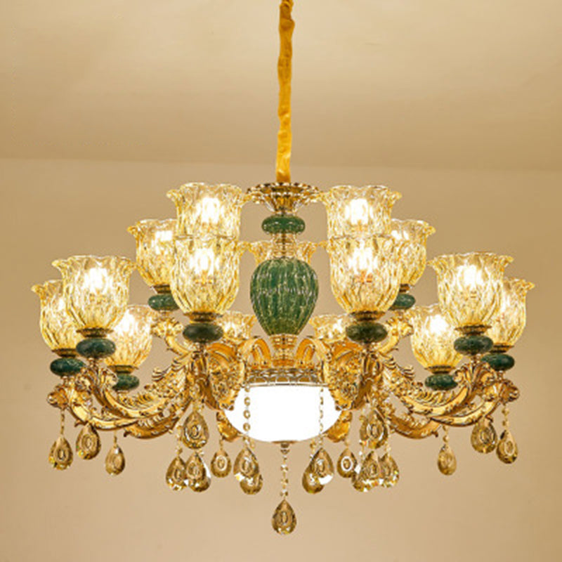 Crystal Clear Chandelier Floral Luxury Traditional Hanging Light for Living Room 12 Clear Clearhalo 'Ceiling Lights' 'Chandeliers' Lighting' options 2282490_1c052449-1c46-4dde-99aa-27c1f21beb78