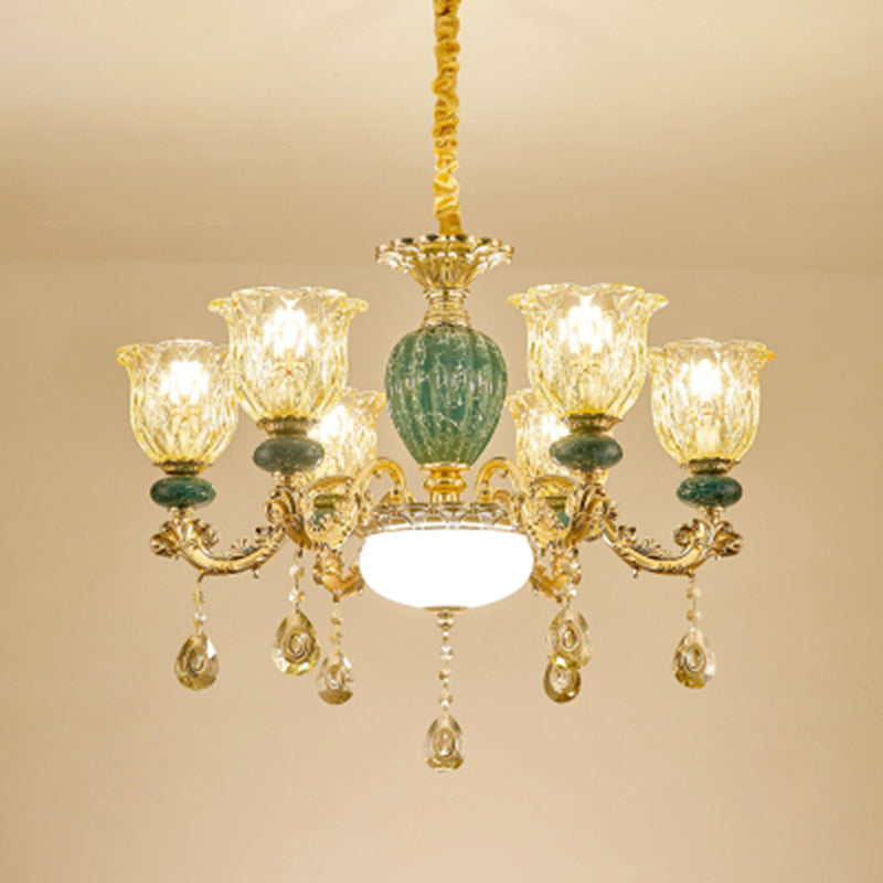 Crystal Clear Chandelier Floral Luxury Traditional Hanging Light for Living Room Clearhalo 'Ceiling Lights' 'Chandeliers' Lighting' options 2282491