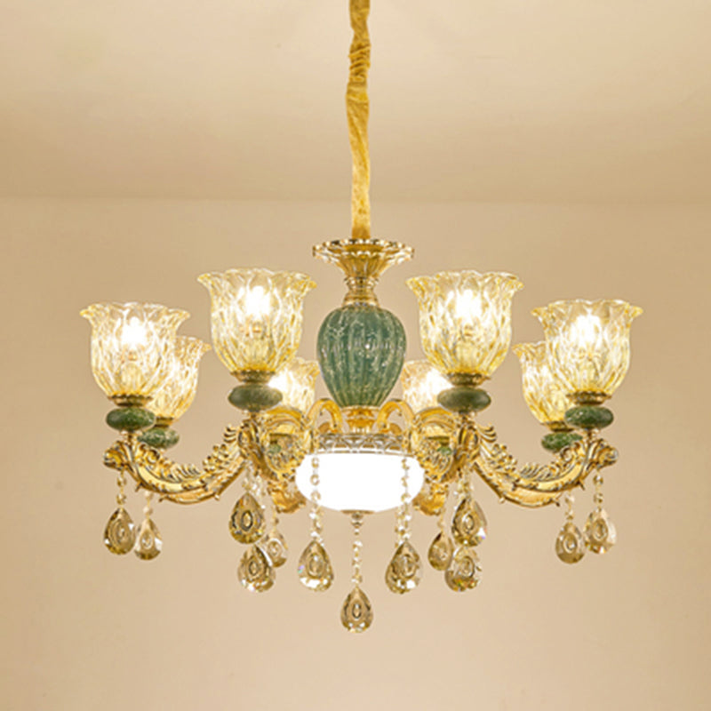 Crystal Clear Chandelier Floral Luxury Traditional Hanging Light for Living Room Clearhalo 'Ceiling Lights' 'Chandeliers' Lighting' options 2282493