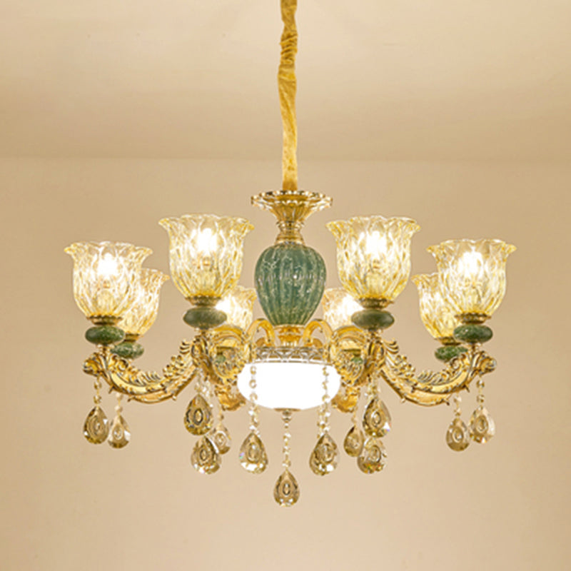 Crystal Clear Chandelier Floral Luxury Traditional Hanging Light for Living Room Clearhalo 'Ceiling Lights' 'Chandeliers' Lighting' options 2282495