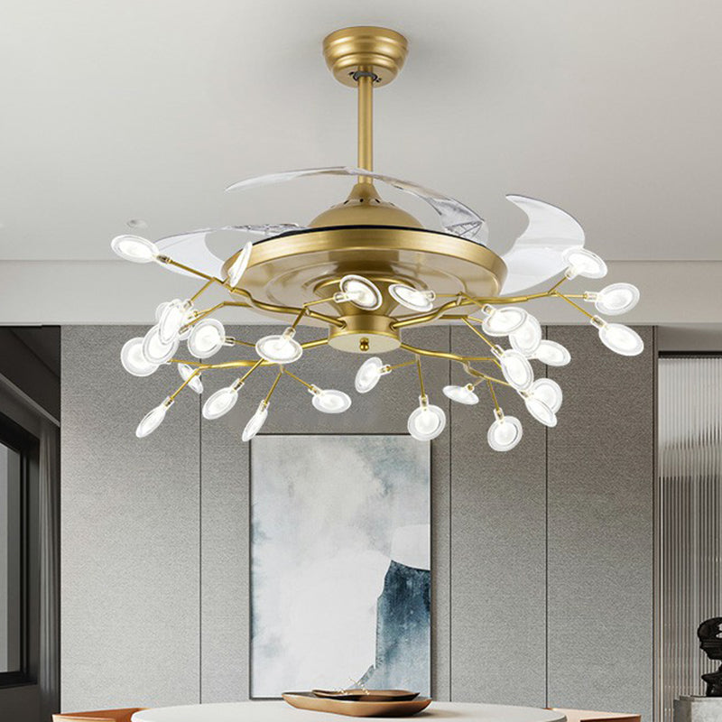 42" Wide Firefly Pendant Fan Lamp Modern Metal Dining Room Semi Flush Mount Ceiling Light Clearhalo 'Ceiling Fans with Lights' 'Ceiling Fans' 'Modern Ceiling Fans' 'Modern' Lighting' 2282584