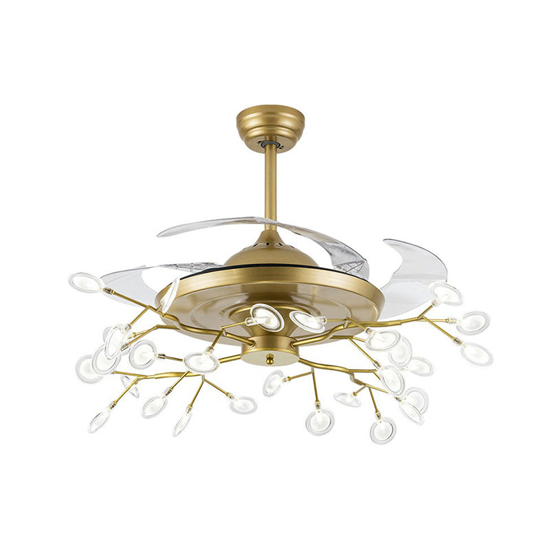 42" Wide Firefly Pendant Fan Lamp Modern Metal Dining Room Semi Flush Mount Ceiling Light Clearhalo 'Ceiling Fans with Lights' 'Ceiling Fans' 'Modern Ceiling Fans' 'Modern' Lighting' 2282586