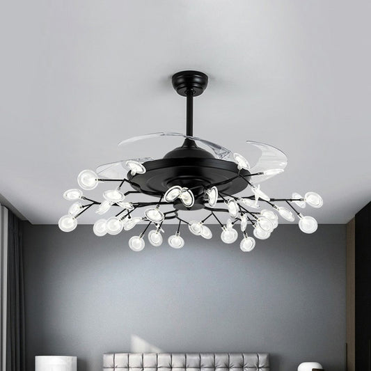 42" Wide Firefly Pendant Fan Lamp Modern Metal Dining Room Semi Flush Mount Ceiling Light Clearhalo 'Ceiling Fans with Lights' 'Ceiling Fans' 'Modern Ceiling Fans' 'Modern' Lighting' 2282588