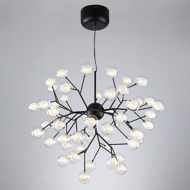 Post-Modern Firefly Pendant Lighting Clear Ball Glass Restaurant Hanging Chandelier Clearhalo 'Ceiling Lights' 'Chandeliers' 'Modern Chandeliers' 'Modern' Lighting' 2282625