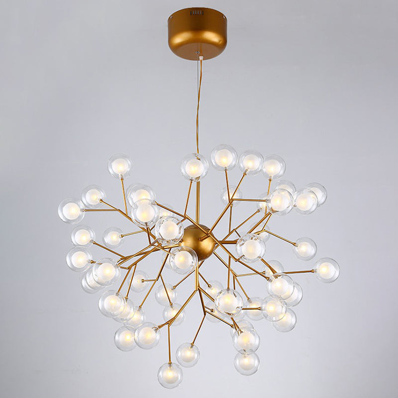 Post-Modern Firefly Pendant Lighting Clear Ball Glass Restaurant Hanging Chandelier Clearhalo 'Ceiling Lights' 'Chandeliers' 'Modern Chandeliers' 'Modern' Lighting' 2282628