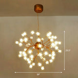 Post-Modern Firefly Pendant Lighting Clear Ball Glass Restaurant Hanging Chandelier 54 Gold Clearhalo 'Ceiling Lights' 'Chandeliers' 'Modern Chandeliers' 'Modern' Lighting' 2282631