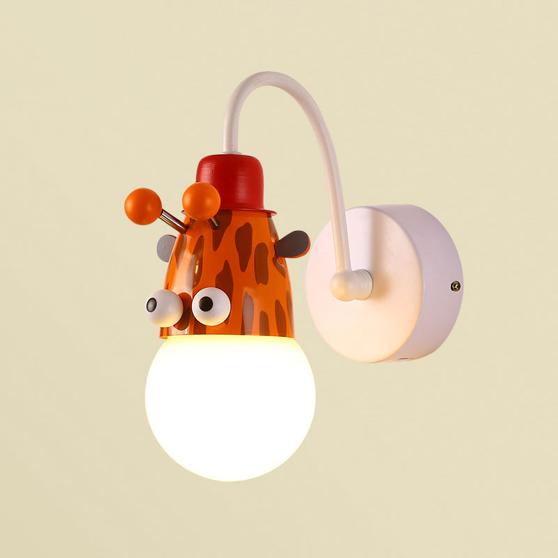 Kids Style Animal Sconce Lamp Metallic 1 Bulb Childrens Bedroom Wall Mount Lighting in White White Giraffe Clearhalo 'Wall Lamps & Sconces' 'Wall Lights' Lighting' 2282655