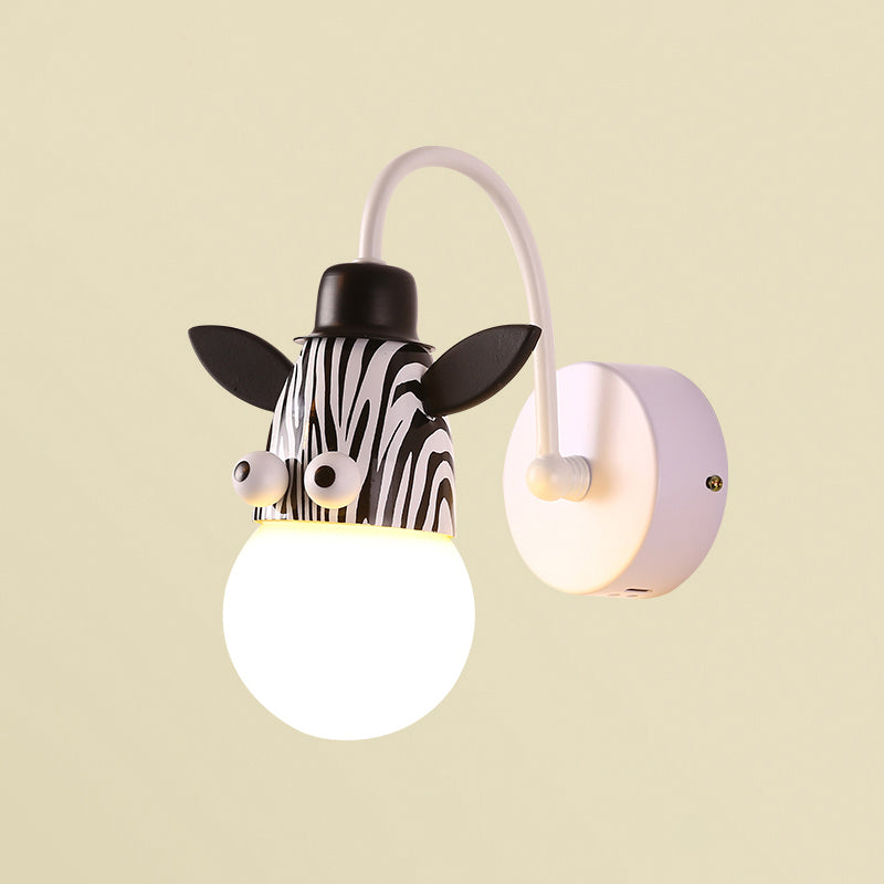 Kids Style Animal Sconce Lamp Metallic 1 Bulb Childrens Bedroom Wall Mount Lighting in White White Horse Clearhalo 'Wall Lamps & Sconces' 'Wall Lights' Lighting' 2282657