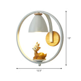 Metal Bell Wall Lamp Nordic 1 Head White Sconce Lighting with Ring and Figurine Deco Clearhalo 'Wall Lamps & Sconces' 'Wall Lights' Lighting' 2282665