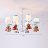 Resin Animal Hanging Ceiling Light Cartoon White Finish Chandelier with Empire Shade Clearhalo 'Ceiling Lights' 'Chandeliers' Lighting' options 2282688