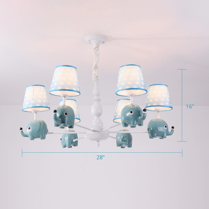 Resin Animal Hanging Ceiling Light Cartoon White Finish Chandelier with Empire Shade Clearhalo 'Ceiling Lights' 'Chandeliers' Lighting' options 2282692