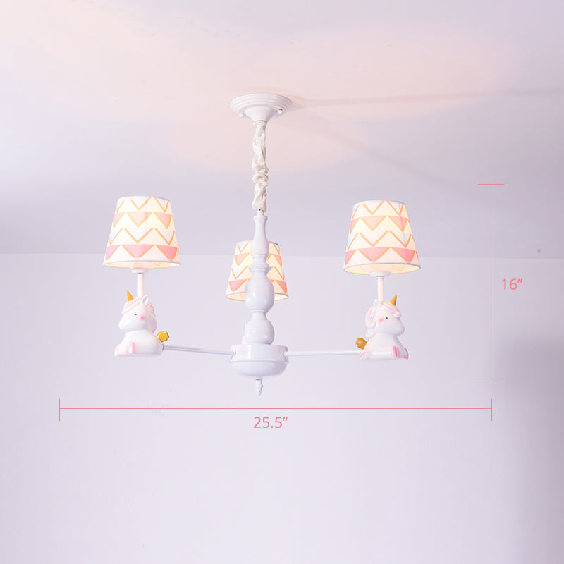 Resin Animal Hanging Ceiling Light Cartoon White Finish Chandelier with Empire Shade Clearhalo 'Ceiling Lights' 'Chandeliers' Lighting' options 2282695