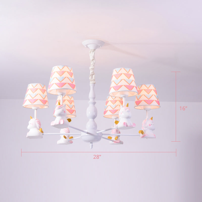 Resin Animal Hanging Ceiling Light Cartoon White Finish Chandelier with Empire Shade Clearhalo 'Ceiling Lights' 'Chandeliers' Lighting' options 2282696