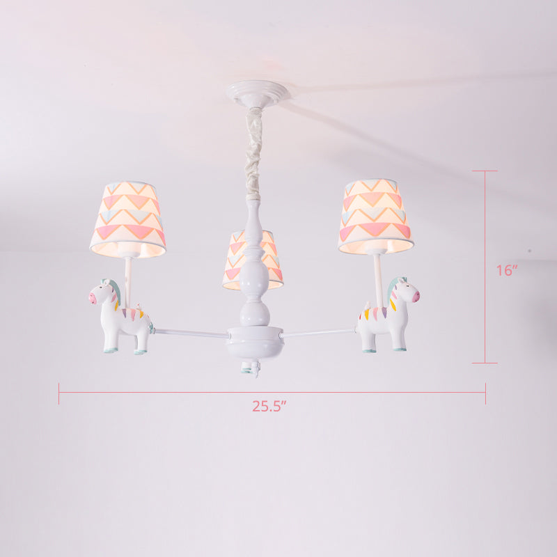 Resin Animal Hanging Ceiling Light Cartoon White Finish Chandelier with Empire Shade Clearhalo 'Ceiling Lights' 'Chandeliers' Lighting' options 2282698