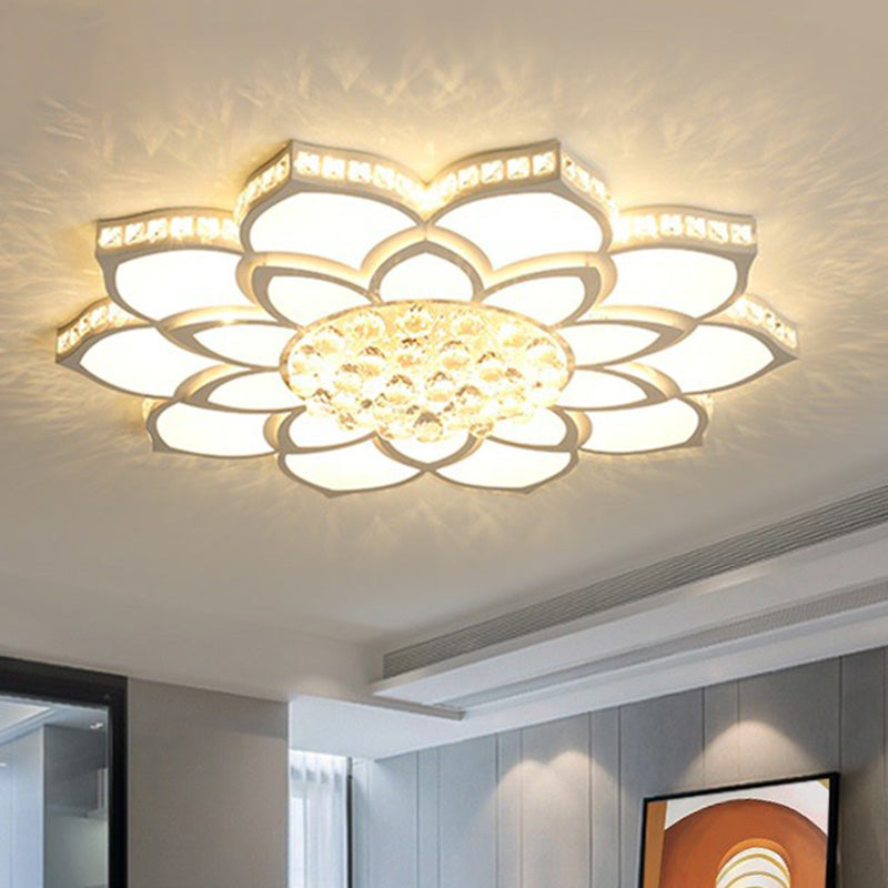 Minimalist Floral Flush Ceiling Light Acrylic Bedroom LED Flush Mounted Fixture with Clear Crystal Accents Clearhalo 'Ceiling Lights' 'Close To Ceiling Lights' 'Close to ceiling' 'Flush mount' Lighting' 2282755