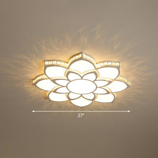 Minimalist Floral Flush Ceiling Light Acrylic Bedroom LED Flush Mounted Fixture with Clear Crystal Accents Clear 27" B Clearhalo 'Ceiling Lights' 'Close To Ceiling Lights' 'Close to ceiling' 'Flush mount' Lighting' 2282765