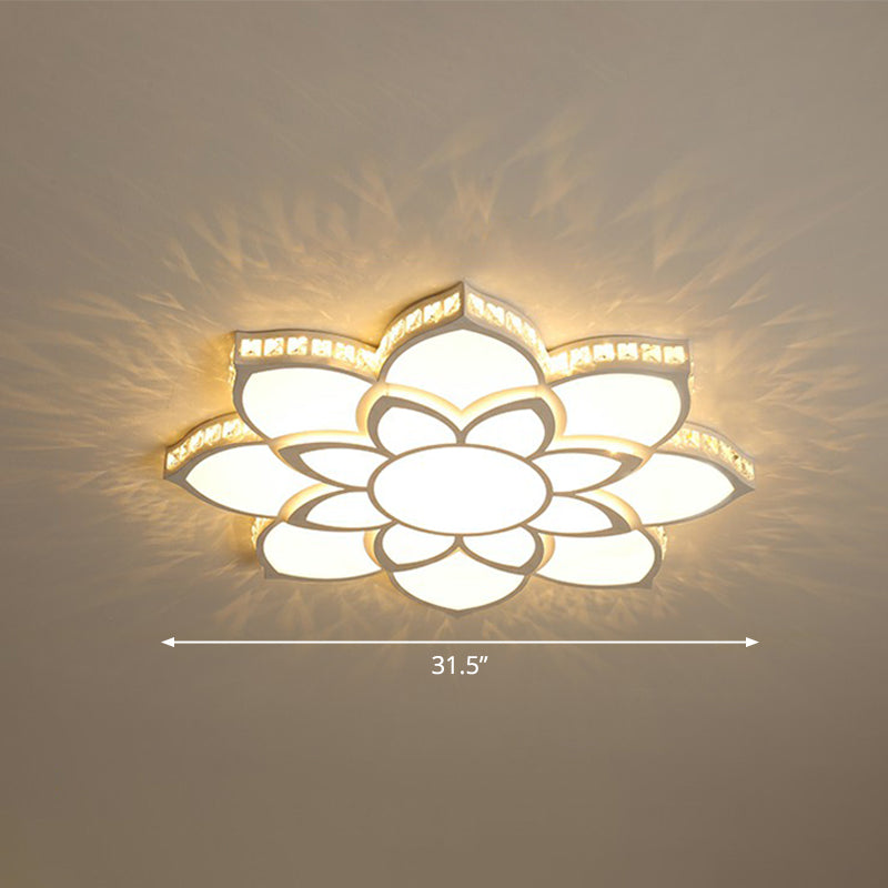 Minimalist Floral Flush Ceiling Light Acrylic Bedroom LED Flush Mounted Fixture with Clear Crystal Accents Clear 31.5" B Clearhalo 'Ceiling Lights' 'Close To Ceiling Lights' 'Close to ceiling' 'Flush mount' Lighting' 2282766