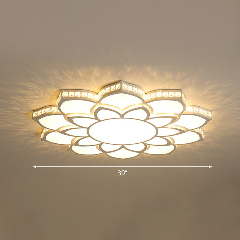 Minimalist Floral Flush Ceiling Light Acrylic Bedroom LED Flush Mounted Fixture with Clear Crystal Accents Clear 39" B Clearhalo 'Ceiling Lights' 'Close To Ceiling Lights' 'Close to ceiling' 'Flush mount' Lighting' 2282767