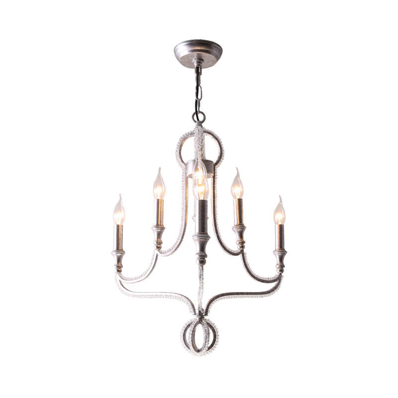 Candle Metal Chandelier Light Fixture Traditional Light 5 Lights Living Room Ceiling Light in Rust with Crystal Accent Clearhalo 'Ceiling Lights' 'Chandeliers' Lighting' options 228290