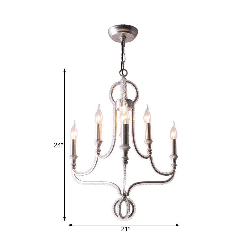 Candle Metal Chandelier Light Fixture Traditional Light 5 Lights Living Room Ceiling Light in Rust with Crystal Accent Clearhalo 'Ceiling Lights' 'Chandeliers' Lighting' options 228291