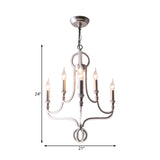 Candle Metal Chandelier Light Fixture Traditional Light 5 Lights Living Room Ceiling Light in Rust with Crystal Accent Clearhalo 'Ceiling Lights' 'Chandeliers' Lighting' options 228291