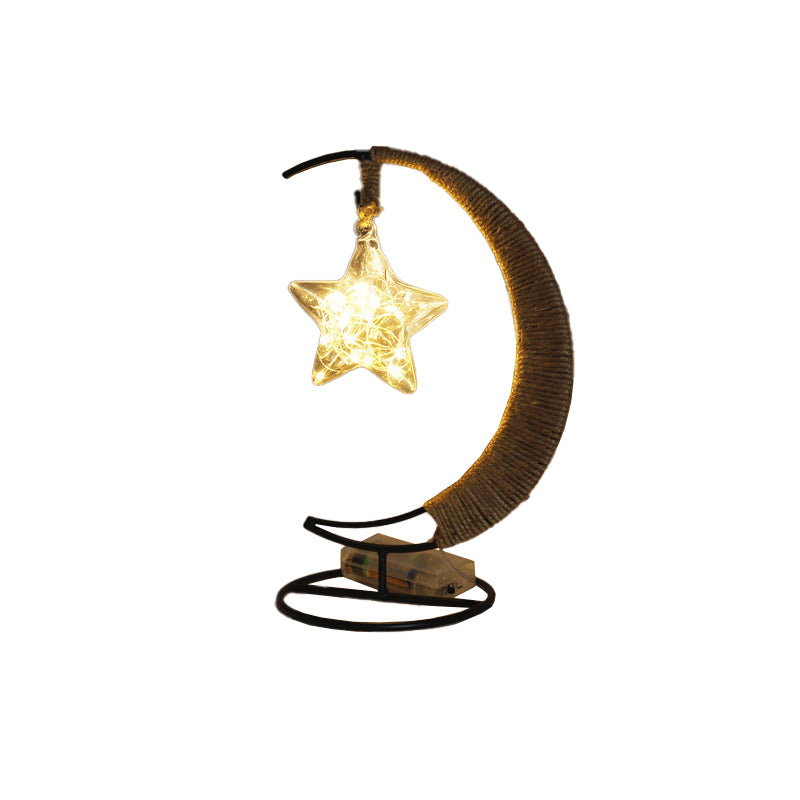 Iron Wire Crescent Shape Table Night Lamp Kids Black LED Battery Festive Light for Decor Clearhalo 'Night Lights' 'Wall Lights' Lighting' 2282927