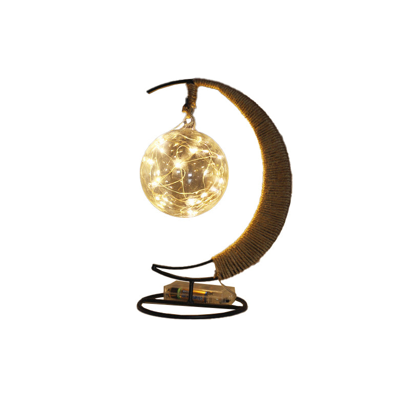 Iron Wire Crescent Shape Table Night Lamp Kids Black LED Battery Festive Light for Decor Clearhalo 'Night Lights' 'Wall Lights' Lighting' 2282928