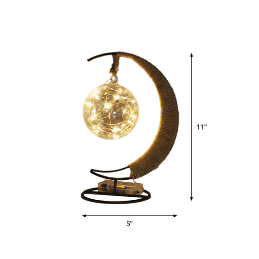 Iron Wire Crescent Shape Table Night Lamp Kids Black LED Battery Festive Light for Decor Clearhalo 'Night Lights' 'Wall Lights' Lighting' 2282929