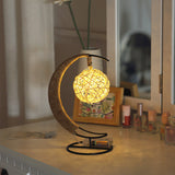 Hemp Rope Moon and Ball Table Lamp Artistic Battery Operated LED Night Lighting in Black Clearhalo 'Night Lights' 'Wall Lights' Lighting' 2282931