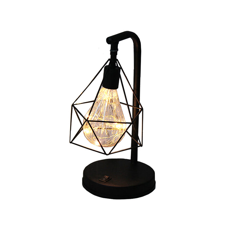 Battery Powered Art Deco Table Lamp, Lantern Style Table Lamp