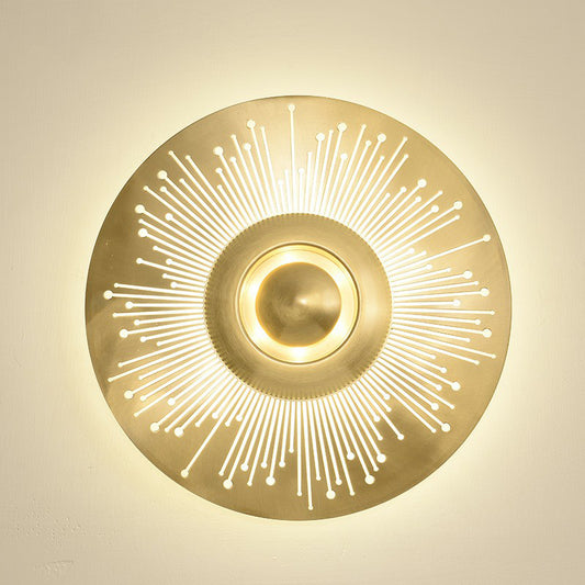 Brass Disc Wall Sconce Lighting Postmodern 1-Bulb Metal Wall Mounted Light for Bedroom Brass Clearhalo 'Cast Iron' 'Glass' 'Industrial' 'Modern wall lights' 'Modern' 'Tiffany' 'Traditional wall lights' 'Wall Lamps & Sconces' 'Wall Lights' Lighting' 2282960