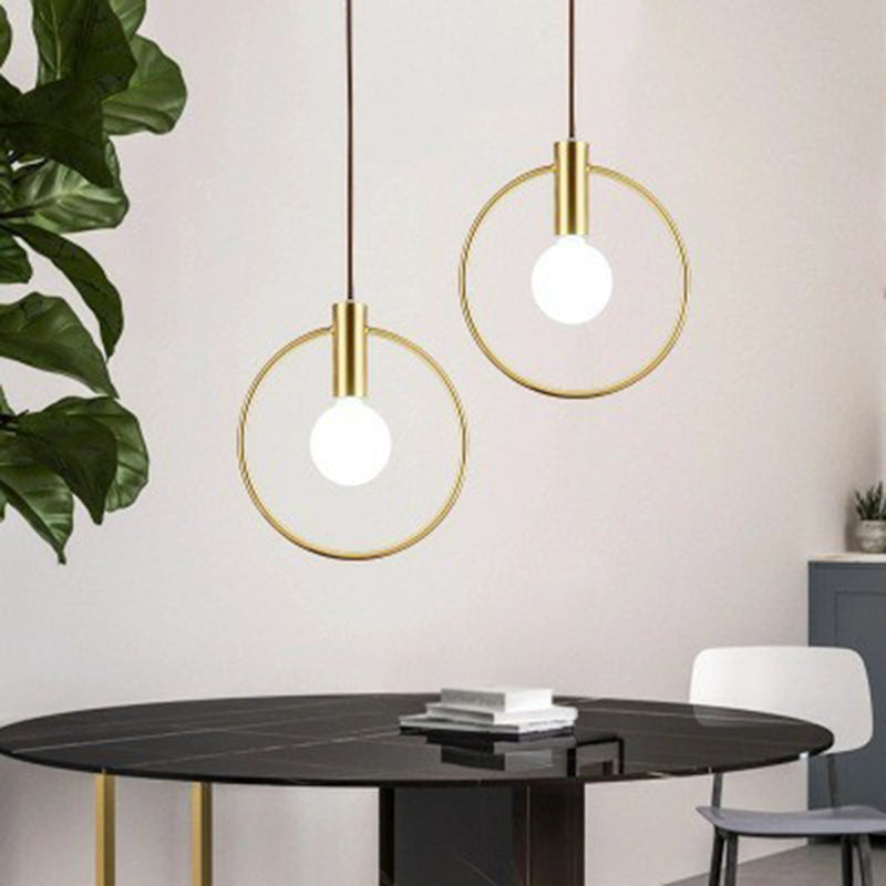 Ring Pendulum Light Minimalist Metal Single Bulb Brass Finish Hanging Light Fixture Clearhalo 'Ceiling Lights' 'Modern Pendants' 'Modern' 'Pendant Lights' 'Pendants' Lighting' 2282994