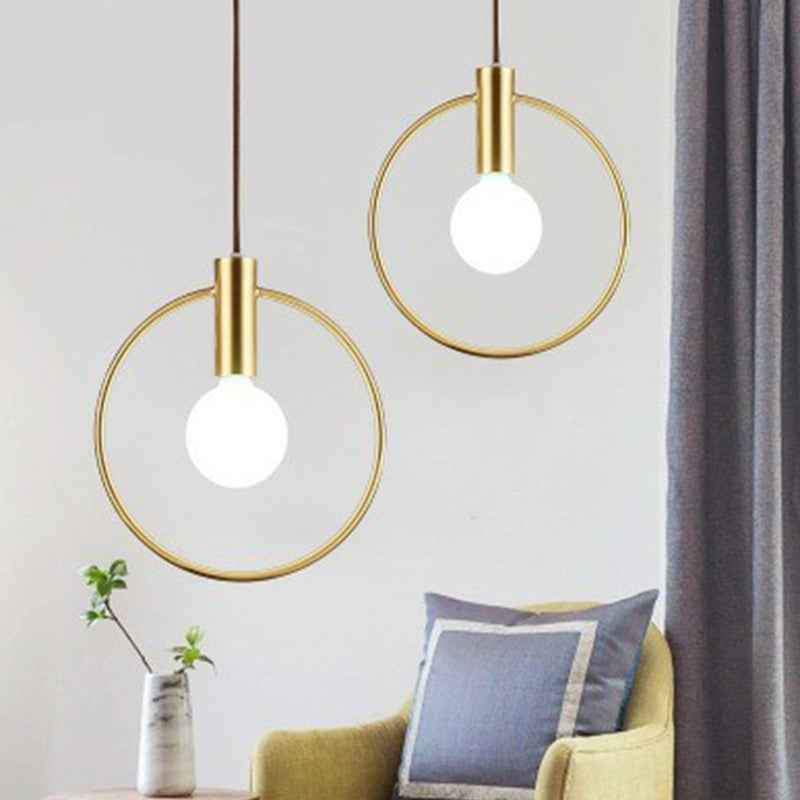 Ring Pendulum Light Minimalist Metal Single Bulb Brass Finish Hanging Light Fixture Clearhalo 'Ceiling Lights' 'Modern Pendants' 'Modern' 'Pendant Lights' 'Pendants' Lighting' 2282997