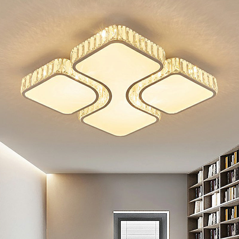 Rectangular LED Ceiling Mount Light Modern Crystal Clear Flushmount Lighting for Living Room Clear Square Clearhalo 'Ceiling Lights' 'Close To Ceiling Lights' 'Close to ceiling' 'Flush mount' Lighting' 2283036