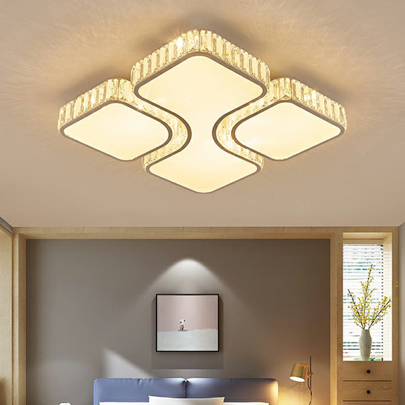 Rectangular LED Ceiling Mount Light Modern Crystal Clear Flushmount Lighting for Living Room Clearhalo 'Ceiling Lights' 'Close To Ceiling Lights' 'Close to ceiling' 'Flush mount' Lighting' 2283037