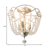 Silver 3 Lights Hanging Light Fixture Traditional Crystal Strand Dome Chandelier Light Clearhalo 'Ceiling Lights' 'Chandeliers' Lighting' options 228310