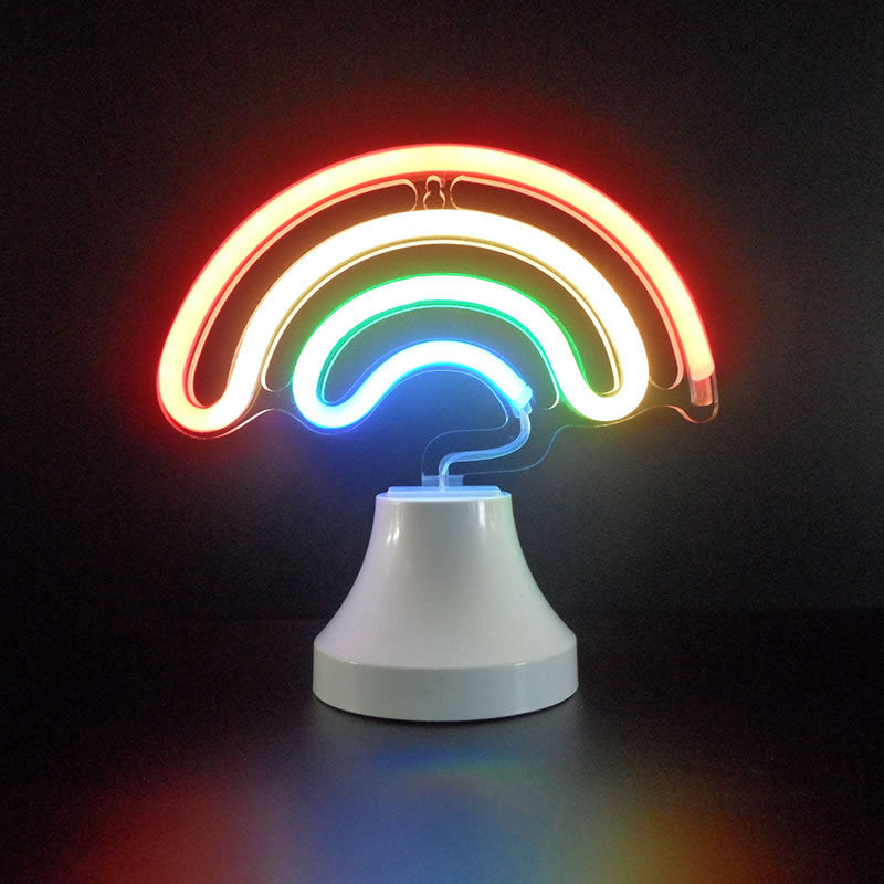 Cartoon Mini LED Table Lamp Plastic Bedroom Battery Powered Night Stand Light in White White Battery Rainbow Clearhalo 'Night Lights' 'Wall Lights' Lighting' 2283127