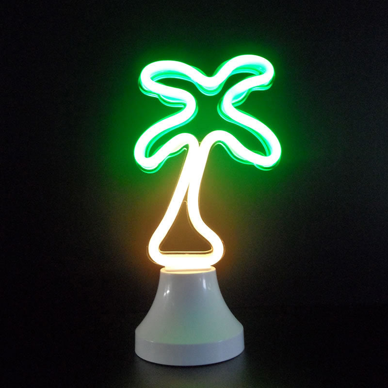 Cartoon Mini LED Table Lamp Plastic Bedroom Battery Powered Night Stand Light in White White Battery Coconut Tree Clearhalo 'Night Lights' 'Wall Lights' Lighting' 2283129