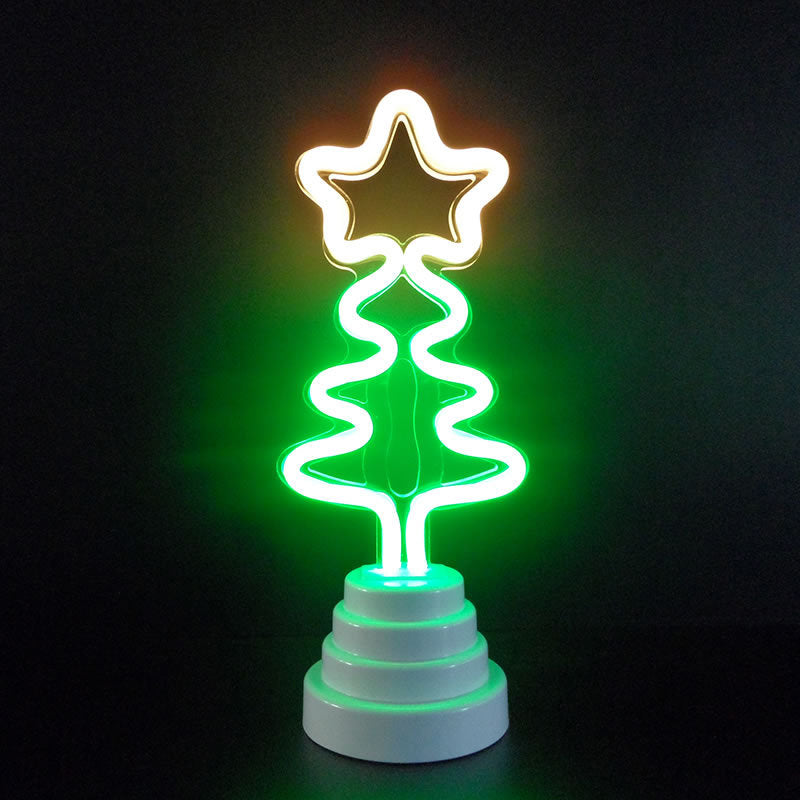 Cartoon Mini LED Table Lamp Plastic Bedroom Battery Powered Night Stand Light in White White Battery Christmas Tree Clearhalo 'Night Lights' 'Wall Lights' Lighting' 2283130