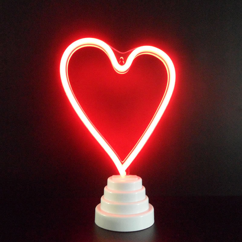 Cartoon Mini LED Table Lamp Plastic Bedroom Battery Powered Night Stand Light in White White Battery Loving Heart Clearhalo 'Night Lights' 'Wall Lights' Lighting' 2283131