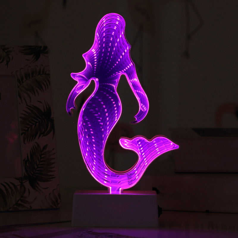 Neon Sign Plastic Nightstand Lamp Cartoon White Battery LED Table Light for Girls Room White Battery Mermaid Clearhalo 'Night Lights' 'Wall Lights' Lighting' 2283138