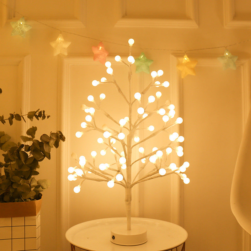 Plastic Tree Shaped Nightstand Lamp Nordic Style White LED Table Light for Bedroom White B Clearhalo 'Night Lights' 'Wall Lights' Lighting' 2283147