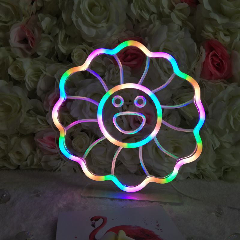 Cartoon Assorted Shape Neon Lighting Plastic Kids Bedroom LED Night Lamp in White White B Clearhalo 'Night Lights' 'Wall Lights' Lighting' 2283152