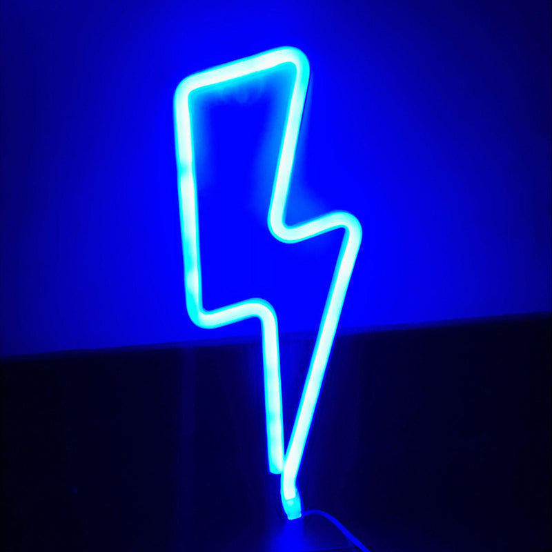 Thunderclap Shaped LED Night Lamp Kids Plastic White USB Charging Table Light for Decoration White Rechargeable Blue Clearhalo 'Night Lights' 'Wall Lights' Lighting' 2283165