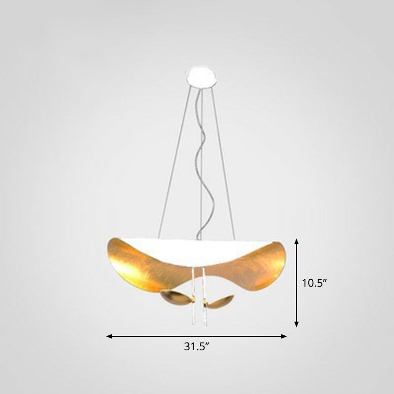 Metal Lotus Leaf Shaped Pendant Lamp Post-Modern 2-Head Hanging Ceiling Light over Table White 31.5" Clearhalo 'Ceiling Lights' 'Modern Pendants' 'Modern' 'Pendant Lights' 'Pendants' Lighting' 2283223
