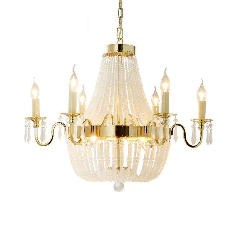 Empire Shape Crystal Chandelier Lighting Traditional 6 Lights Living Room Hanging Light Fixture in Gold Clearhalo 'Ceiling Lights' 'Chandeliers' Lighting' options 228323