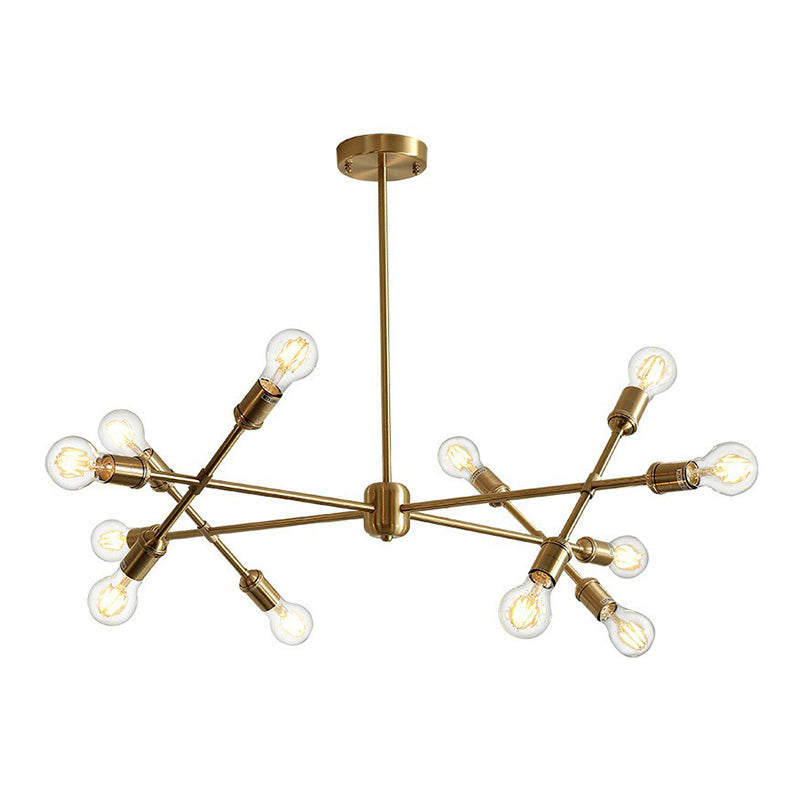 Brass Finish Crossed Line Pendant Chandelier Postmodern Metal Ceiling Light Fixture for Living Room Clearhalo 'Ceiling Lights' 'Chandeliers' 'Modern Chandeliers' 'Modern' Lighting' 2283239