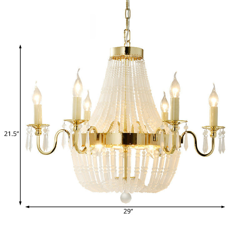 Empire Shape Crystal Chandelier Lighting Traditional 6 Lights Living Room Hanging Light Fixture in Gold Clearhalo 'Ceiling Lights' 'Chandeliers' Lighting' options 228324